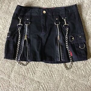 Tripp NYC Skirt with Zippers and Draped Chains, size medium . Color is black